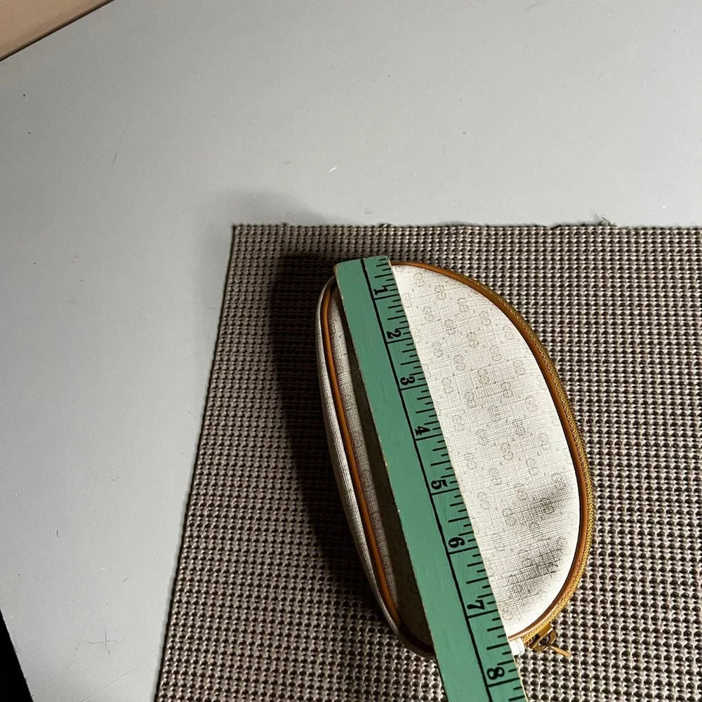 Vintage Gucci Microguccissima Monogram Cosmetic Pouch Beige Tan 1980s Accessory
